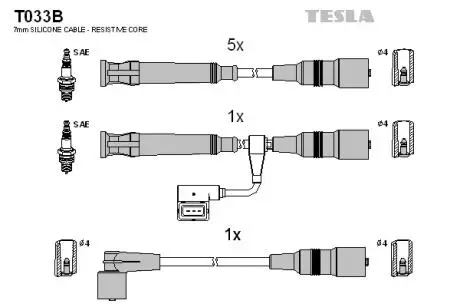 T033B Комплект кабелів запалювання TESLA підбір по vin на Brocar