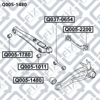 Q0051480 Сайлентблок задн. повздовжн. важіля Q-FIX підбір по vin на Brocar