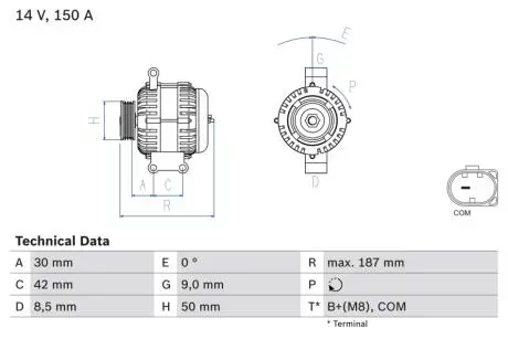 0986080040 Генератор BOSCH підбір по vin на Brocar