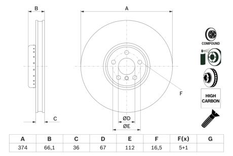 0986479F54 TARCZA HAM. BMW BOSCH підбір по vin на Brocar