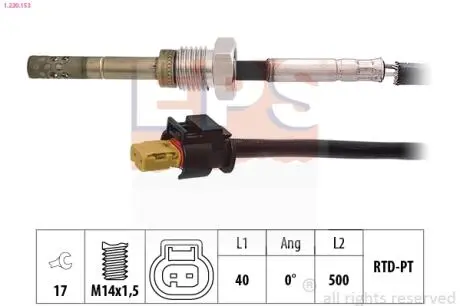 1220153 Датчик температуры выпусккнх газов MB C (W203, S203), E (W211, S211)/Viano 03- /Vito 03- EPS підбір по vin на Brocar