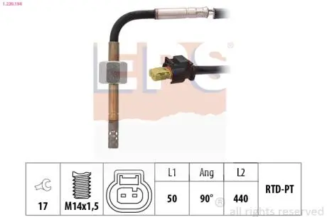 1220194 Датчик температуры выпускных газов MB OM642.852/OM642.853/OM642.854 EPS підбір по vin на Brocar