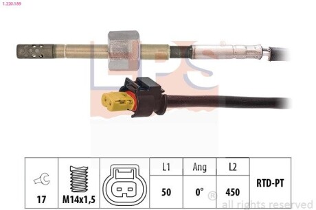 1220189 Датчик температуры выпусккнх газов MB C (W205, S205)/E (W212, S212) EPS подбор по vin на Brocar