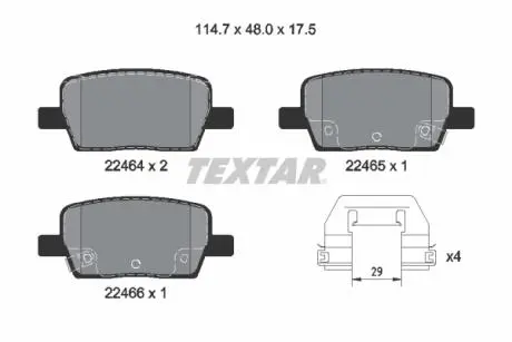 2246401 Гальмівні колодки, дискові TEXTAR підбір по vin на Brocar