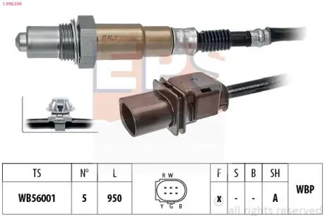 1998506 Sonda lambda.. EPS підбір по vin на Brocar