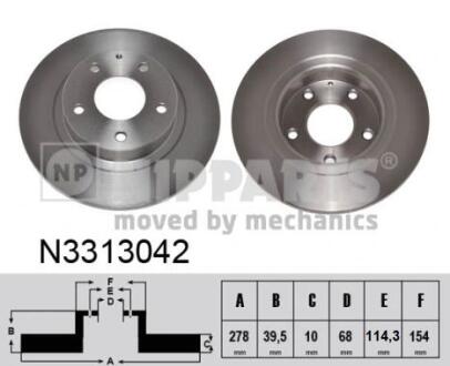 N3313042 Гальмівні диски NIPPARTS підбір по vin на Brocar