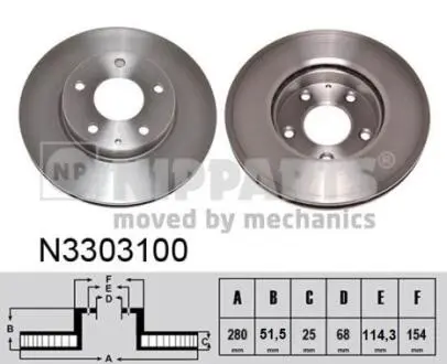 N3303100 Гальмівний диск NIPPARTS підбір по vin на Brocar