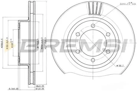 CD7594V Тормозной диск перед. Land Cruiser Prado/Lexus GX 01-09 (338x28) BREMSI подбор по vin на Brocar