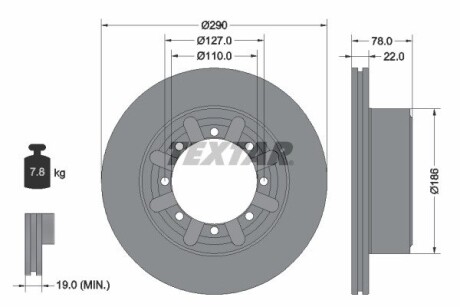 92322303 TARCZA HAM. NISSAN T. ATLEON/CABSTAR 2,5-6,0 DCI 00- TEXTAR підбір по vin на Brocar