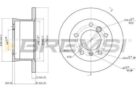 CD6932S Гальмівний диск зад. Sprinter 308-316 96-06 (272x16) BREMSI підбір по vin на Brocar