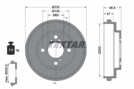 94044300 BĘBEN HAM. SUBARU T. JUSTY 1,3-1,5 03- BEZ ŁOŻYSKA TEXTAR подбор по vin на Brocar