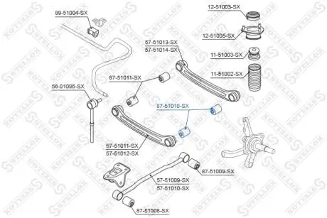 8751010SX С/блок заднього поперечного важеля зовн. Hyundai Accent II 1.3-1.6 00-05 STELLOX підбір по vin на Brocar