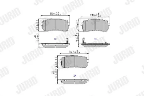 572596J Комплект тормозных колодок, дисковый тормоз JURID подбор по vin на Brocar