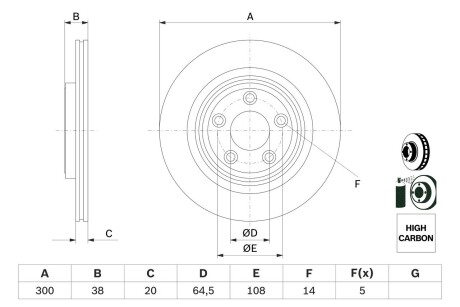 0986479F67 TARCZA HAM. JAGUAR T. S-TYPE 2,5-4,2 V8 99-07 BOSCH підбір по vin на Brocar