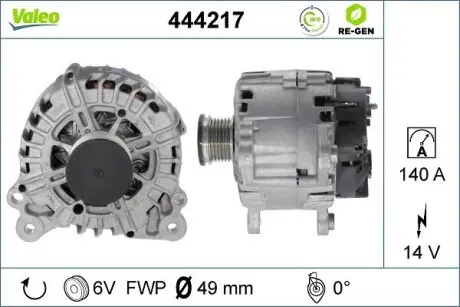 444217 ALTERNATOR REGENEROWANY SEAT IBIZA V VALEO підбір по vin на Brocar