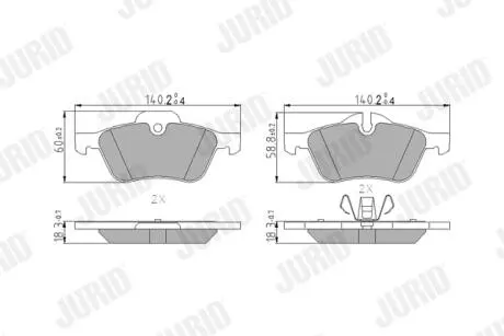 571992J Комплект тормозных колодок, дисковый тормоз JURID подбор по vin на Brocar
