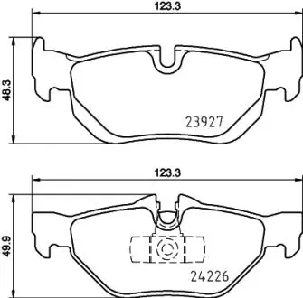8DB355031781 Колодки гальмівні (задні) BMW 1 (E81-82/E87-88)/3 (E90-93) 04-13/X1 (E84) 09-15 HELLA підбір по vin на Brocar
