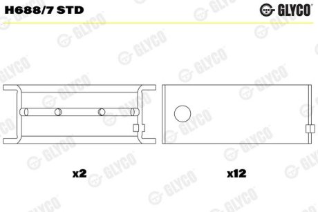 H6887STD Подшипник коленвала GLYCO підбір по vin на Brocar