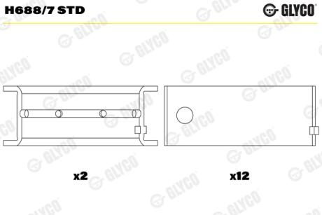 H6887STD Підшипник коленвала GLYCO підбір по vin на Brocar