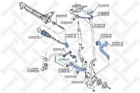 7700853SX Сайлентблок рычага (переднего/снизу/спереди/внутри) Audi A4/A5/A6/A7/Q5 2.0-3.0TDI/3.2 FSI 08- STELLOX подбор по vin на Brocar