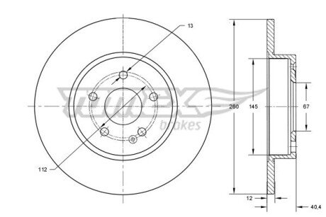 TX7406 TARCZA HAMULC. MERCEDES W168 A-KLASA 97-04 TOMEX підбір по vin на Brocar