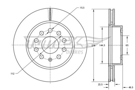 TX7410 TARCZA HAMULC. VW GOLF VII 14- PRZÓD TOMEX підбір по vin на Brocar