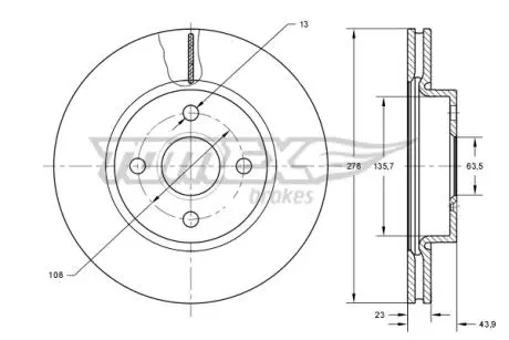 TX7392 TARCZA HAMULC. FORD B-MAX 12- PRZÓD TOMEX підбір по vin на Brocar