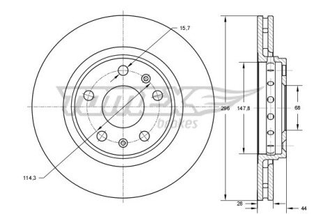 TX7345 TARCZA HAMULC. OPEL VIVARO 14- TOMEX підбір по vin на Brocar