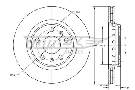 TX7345 TARCZA HAMULC. OPEL VIVARO 14- TOMEX подбор по vin на Brocar