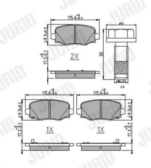 573693J Торм. колодки задн. 500X 2.0 D Multijet 14-18,JEEP RENEGADE SUV 2.0 CRD JURID подбор по vin на Brocar