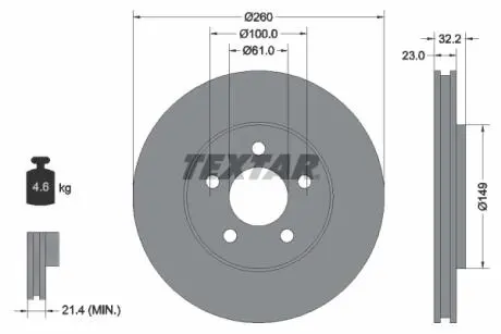 92271603 Тормозной диск 92271603 TEXTAR TEXTAR подбор по vin на Brocar