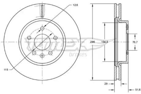 TX7369 TARCZA HAMULC. OPEL ANTARA 06- PRZÓD TOMEX підбір по vin на Brocar
