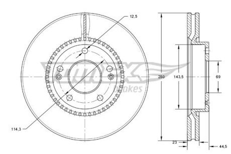 TX7330 TARCZA HAMULC. HYUNDAI ELANTRA 11- TOMEX подбор по vin на Brocar