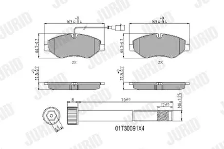 2922909561 Комплект тормозных колодок, дисковый тормоз JURID подбор по vin на Brocar