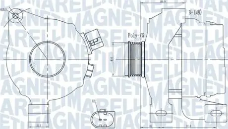 063732001010 Alternator VOLVO V70/S80/XC70 180A MAGNETI MARELLI підбір по vin на Brocar