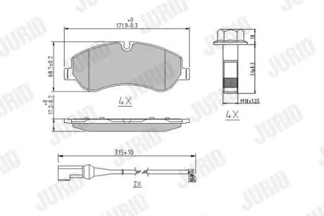 573690J Колодки тормозные (передние) Ford Transit 2.0-2.2 12- JURID подбор по vin на Brocar