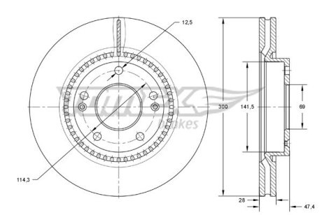 TX7331 TARCZA HAMULC. HYUNDAI I30 07- TOMEX подбор по vin на Brocar