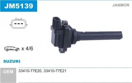 JM5139 Котушка запалювання JANMOR підбір по vin на Brocar