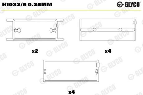 H10325025MM Вкладыши GLYCO подбор по vin на Brocar