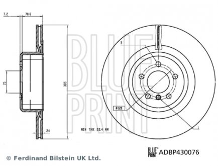 ADBP430076 TARCZA HAM. BMW T. X5/X6 2,0-4,4 09-19 BLUE PRINT підбір по vin на Brocar