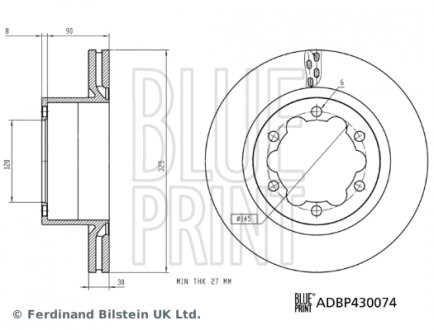 ADBP430074 TARCZA HAM. VW T. CRAFTER 2,0 TDI 16- BLUE PRINT підбір по vin на Brocar