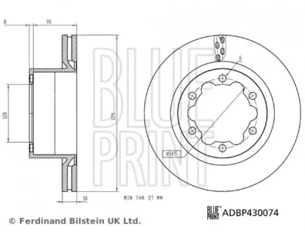 ADBP430074 Гальмівний диск BLUE PRINT підбір по vin на Brocar