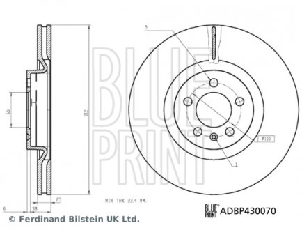 ADBP430070 TARCZA HAM. AUDI P. A1 2,0 TFSI 18- BLUE PRINT підбір по vin на Brocar