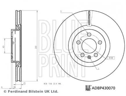 ADBP430070 Гальмівний диск BLUE PRINT підбір по vin на Brocar