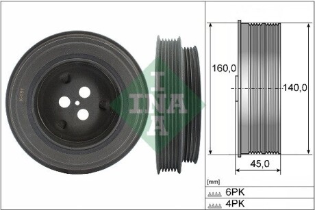 544013110 Шкив коленвала Fiat Ducato/Ford Transit/Citroen Jumper/Peugeot Boxer 2.2 D/HDI/TDCI 06- INA підбір по vin на Brocar