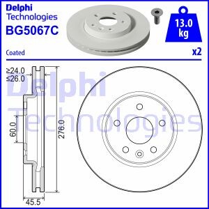 BG5067C Гальмівний диск BG5067C DELPHI DELPHI підбір по vin на Brocar