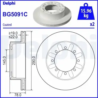 BG5091C Гальмівний диск DELPHI підбір по vin на Brocar