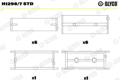 H12987STD Вкладыши коренные (к-кт) GLYCO подбор по vin на Brocar