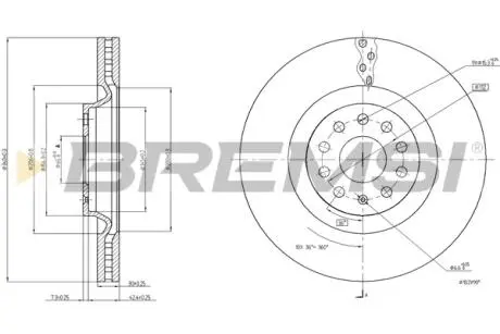 CD8000V Тормозной диск перед. Audi A3/Skoda Octavia III/VW Golf VII 13- (340x30) BREMSI подбор по vin на Brocar