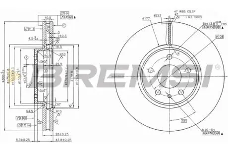 CD8337V Тормозной диск перед. Ford Mondeo V 14- (300x28) BREMSI подбор по vin на Brocar
